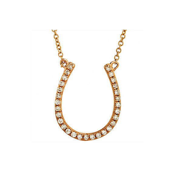 9k Rose Gold Diamond Horseshoe Necklace (0.08ct)