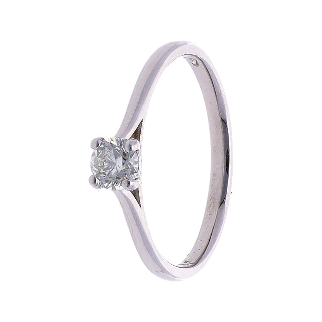 18k White Gold 4 Claw Diamond Solitaire Ring (0.25ct)