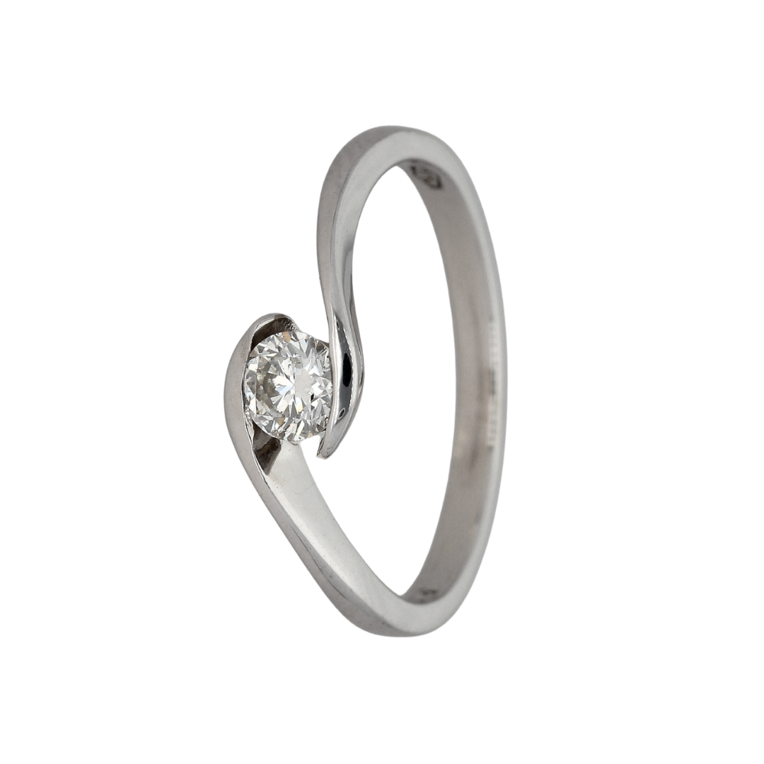9k Gold Diamond Solitaire Bypass Round Cut Ring