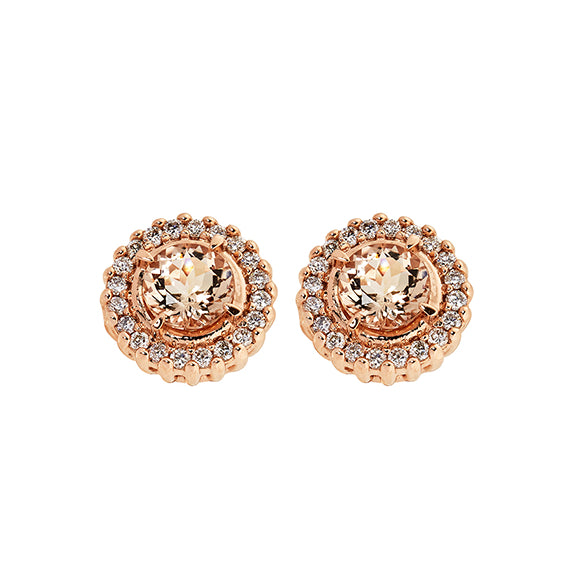 9kt Rose Gold Morganite & Diamond Earring (6mm)