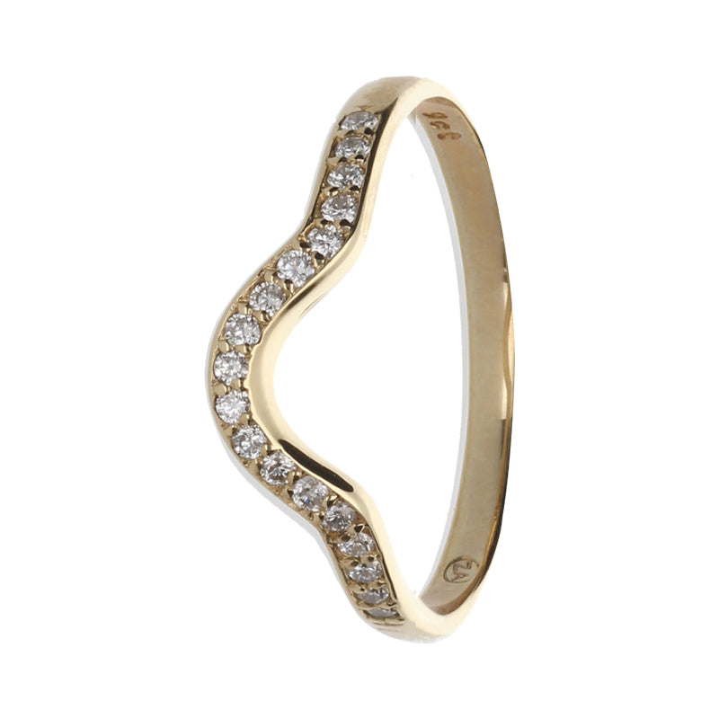 9k Gold Broad Curve Pave Band
