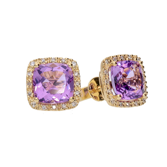 9k Gold 2.8ct Amethyst & Diamond Earring
