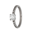 18k White Gold Diamond Solitaire & Pave Shoulders Engagement Ring