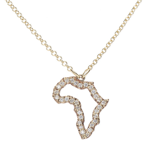 9k Gold Diamond Micro Pave Africa Necklace (0.16ct)