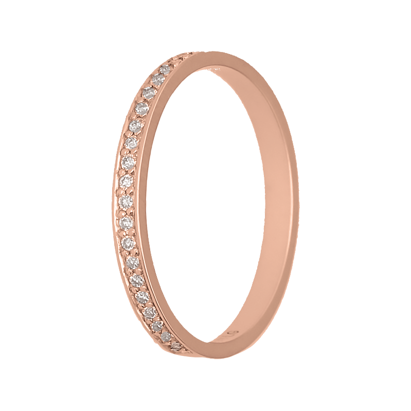 9k Rose Gold Pave Diamond Straight Band