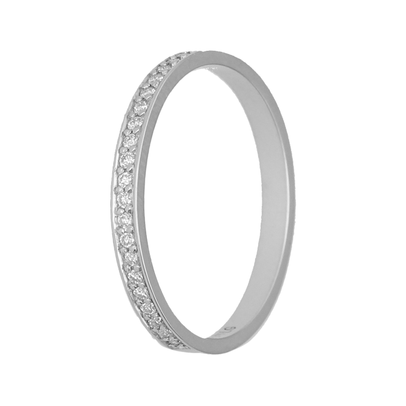 9k White Gold Pave Lab Diamond Straight Band