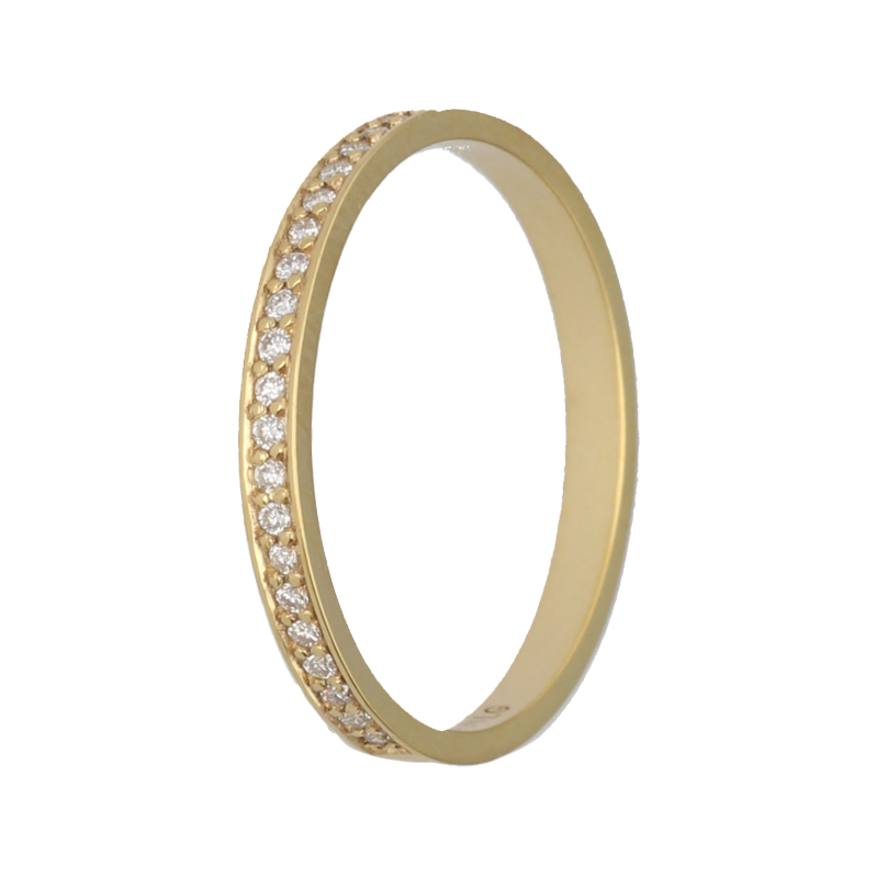 9k Gold Pave Natural Diamond Straight Band
