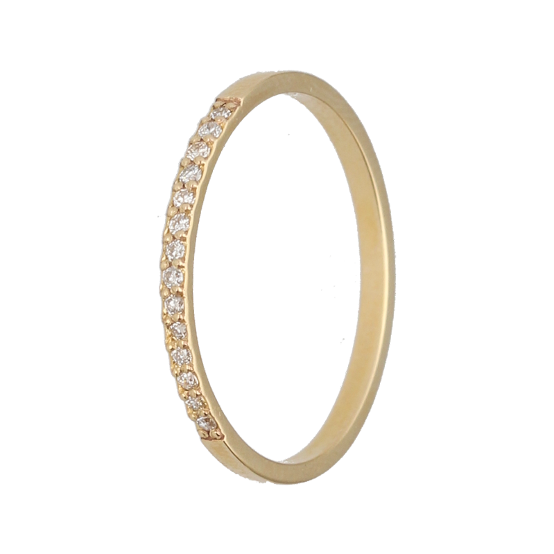 9k Gold Micro Pave Diamond Straight Band