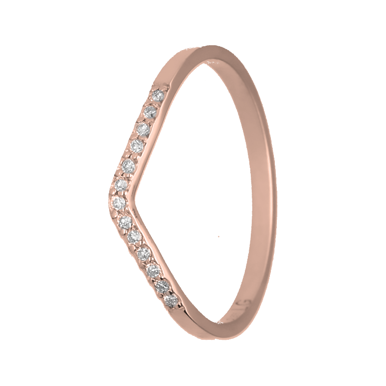 9k Rose Gold Micro Pave Lab Diamond Curved Band