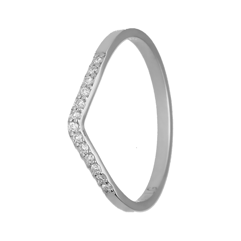 9k White Gold Micro Pave Diamond Curved Band