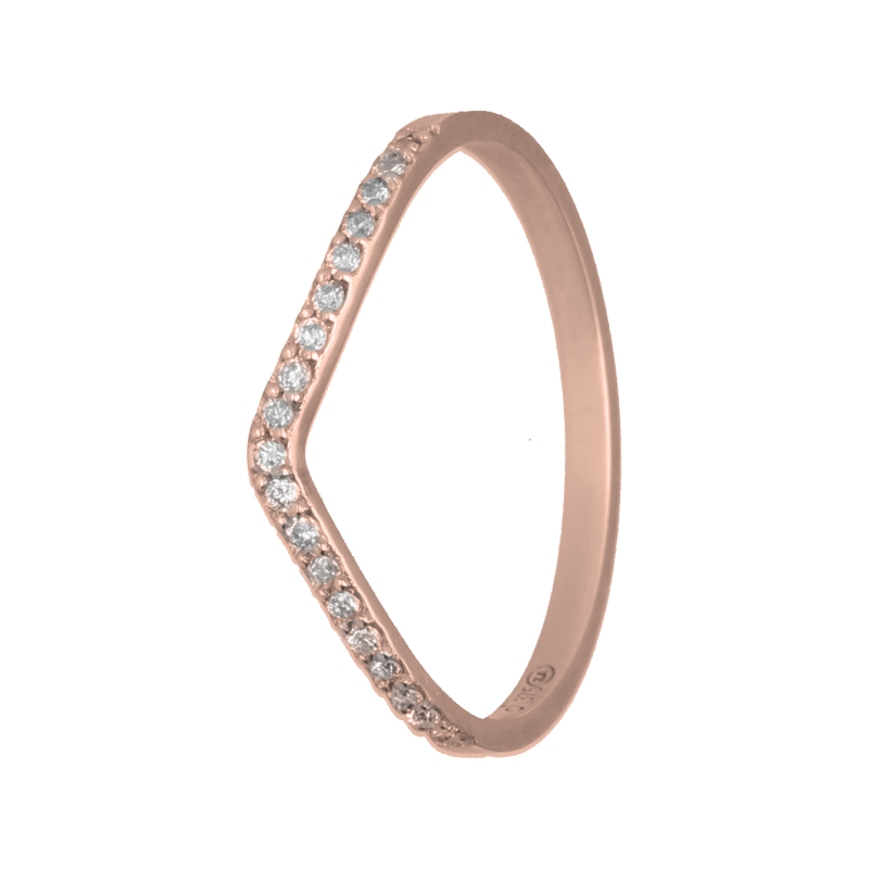 9k Rose Gold Micro Pave Lab Diamond Curved Band