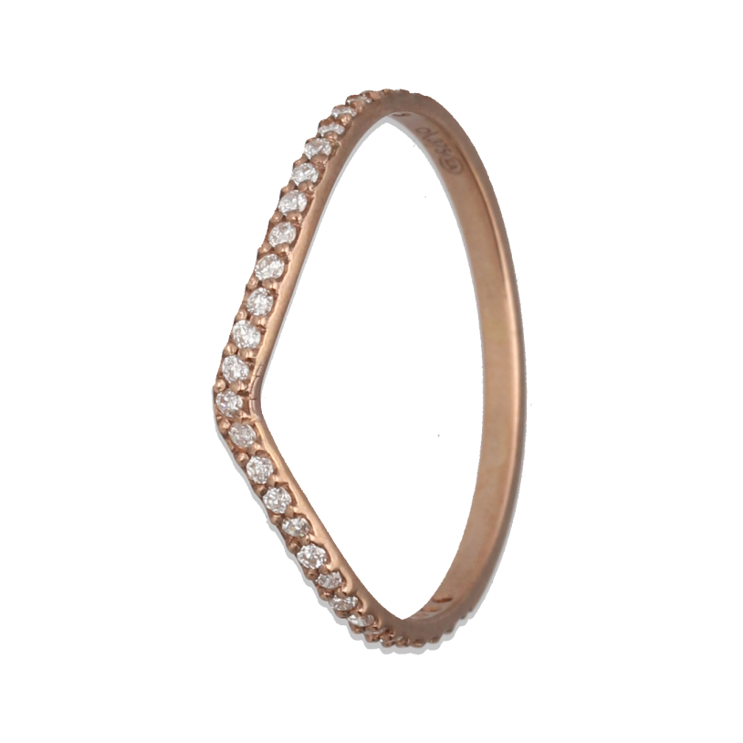9k Rose Gold Micro Pave Lab Diamond Curved Band