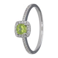 9k White Gold Peridot Quartz Diamond Ring
