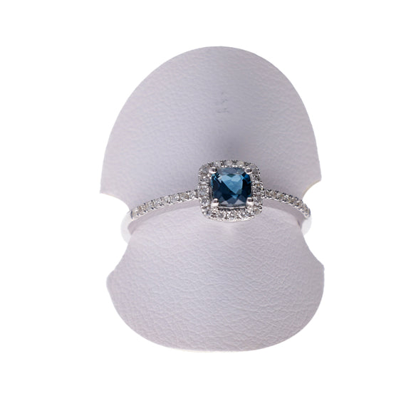 9k White Gold London Blue Topaz & Diamond Ring