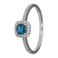 9k White Gold London Blue Topaz & Diamond Ring
