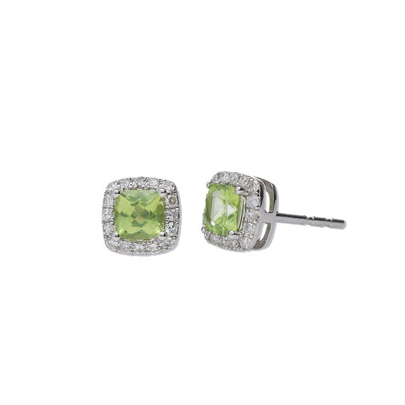 9k White Gold Peridot & Diamond Earrings
