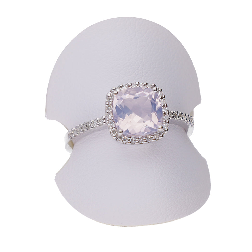 9k White Gold Lavender Quartz Diamond Ring