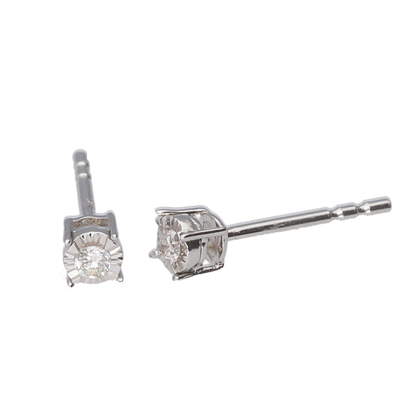 9k White Gold Diamond Stud Earrings