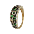 9k Gold Diamond Tsavorite Garnet Ring