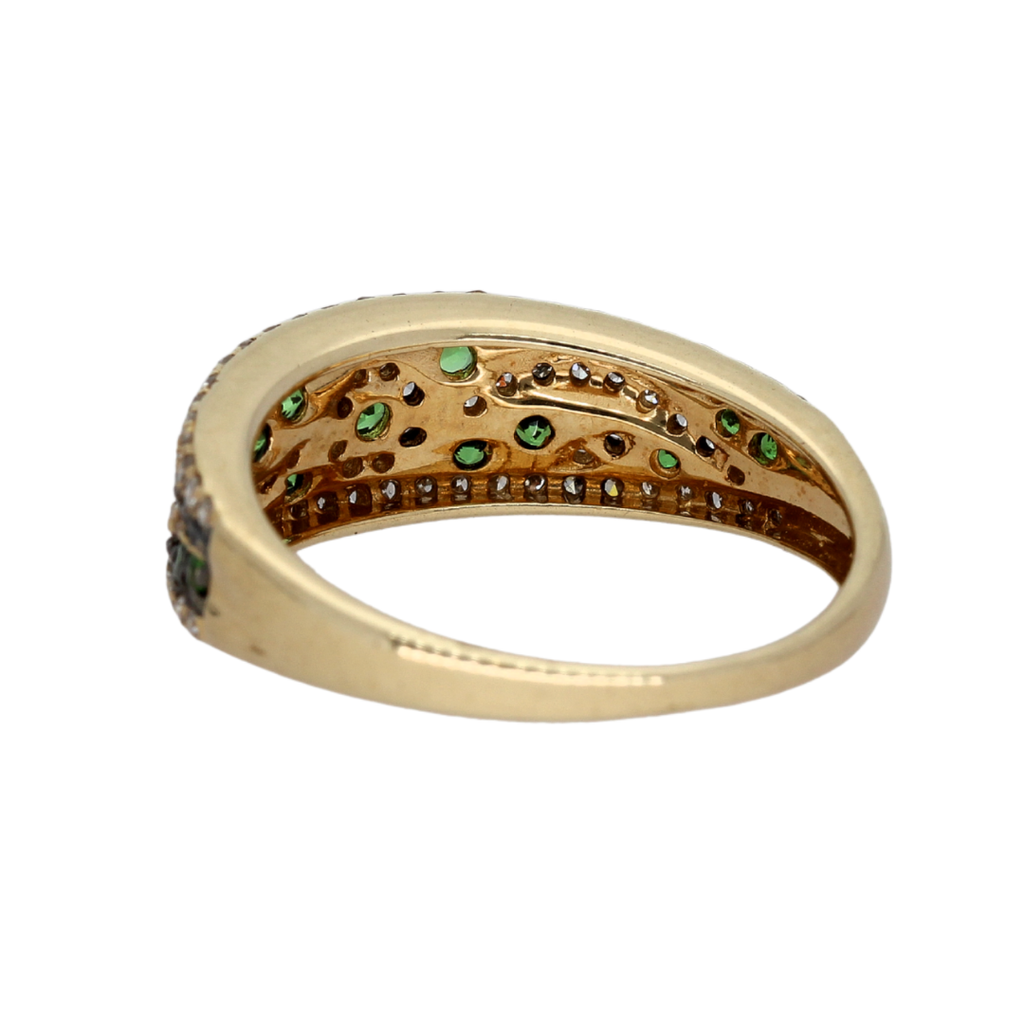 9k Gold Diamond Tsavorite Garnet Ring