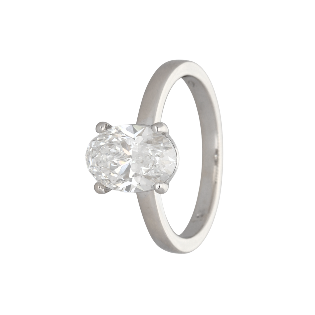 18k Gold Lab Diamond Oval Solitaire Ring