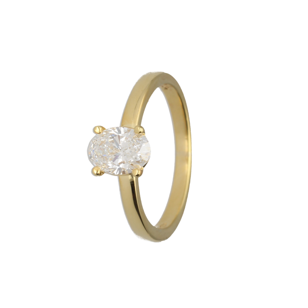 18K Gold Lab Grown Diamond Oval Solitaire Ring