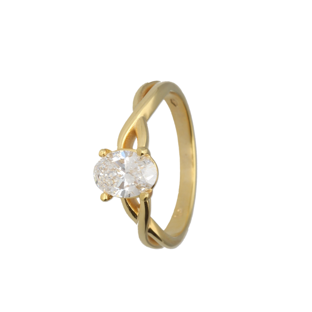 18K Gold Lab Grown Diamond Oval Twist Ring