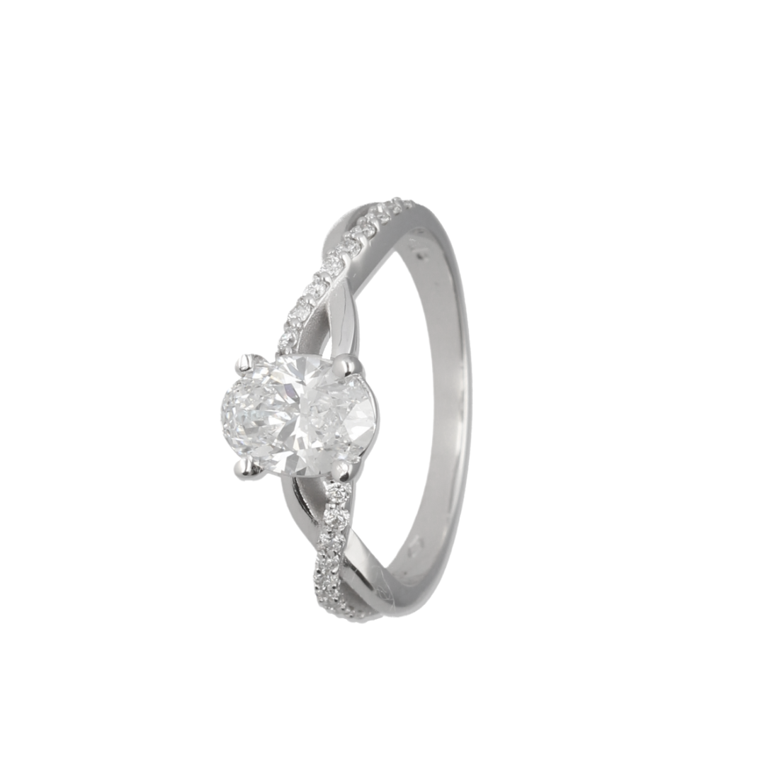 18K Gold Twisted Lab Grown Diamond Ring