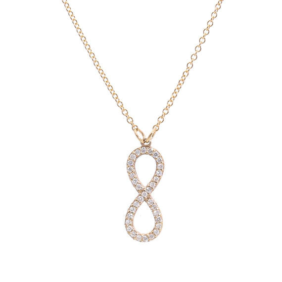 9k Gold Infinity Pave Diamond Necklace