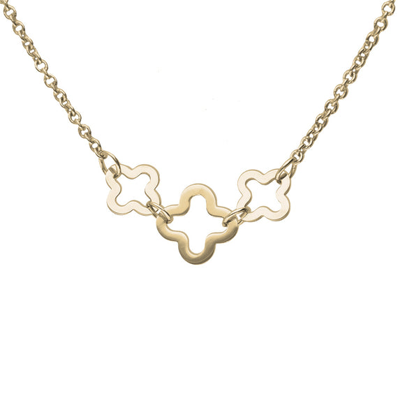 9k Gold Multi Clover Link Necklace (1.3mm)