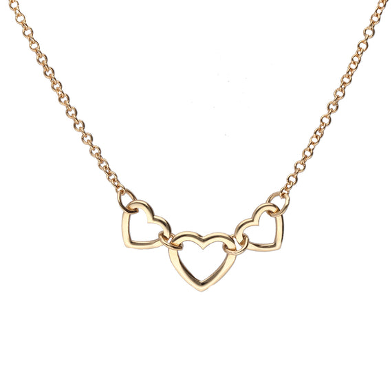 9k Gold Multi Heart Link Necklace (1.3mm)
