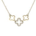 9k Gold Multi Diamond Clover Link Necklace (1.3mm)