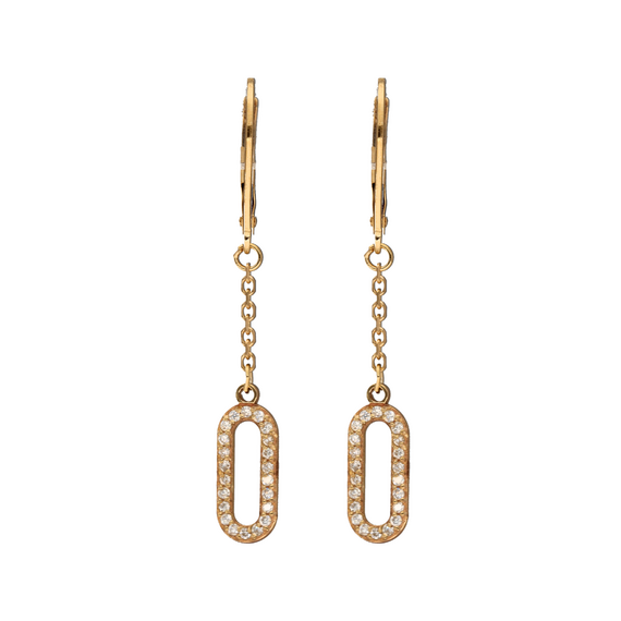 9k Gold Paperclip Shaped Diamond Earrings (0.22ct)