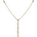 9k Gold Diamond by the Yard Navette Dropper Necklace (0.15ct)