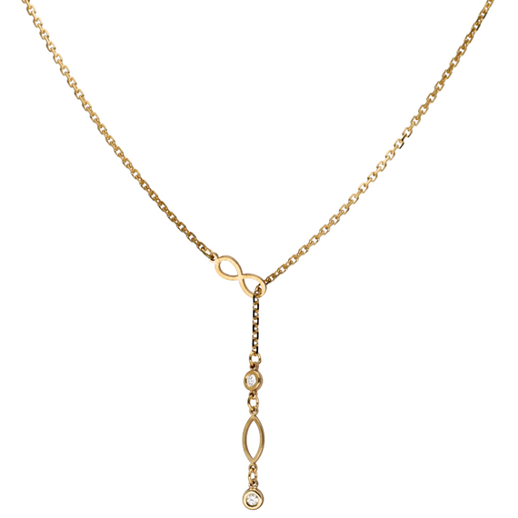 9k Gold Diamond by the Yard Navette Lariat (0.06ct)