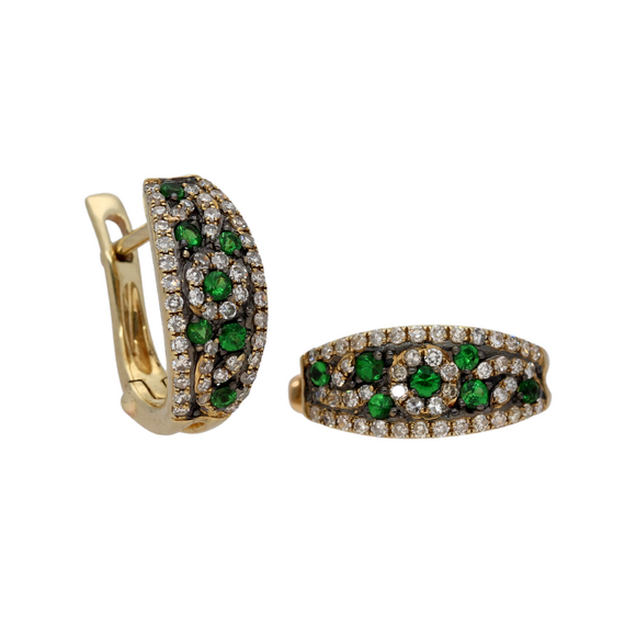 9k Gold Diamond Tsavorite Garnet Earrings