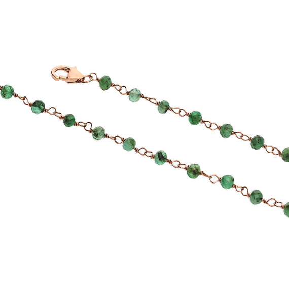 9k Rose Gold Emerald Rosary