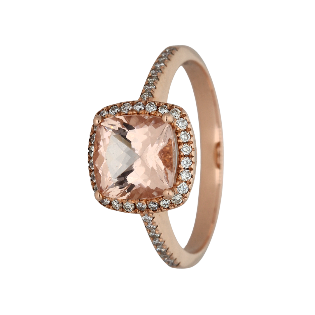 9k Rose Gold Diamond & Morganite Engagement Ring