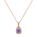 9k Rose Gold Diamond Tanzanite Pendant & Chain