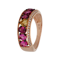 9k Rose Gold Diamond Citrine Rhodolite And Pink Sapphire Ring
