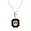 9k Gold Diamond Baguette Onyx Necklace