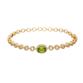 14k Gold Diamond Peridot Bangle