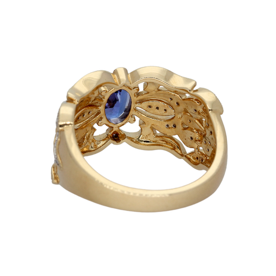 9k Gold Diamond and Tanzanite Ring