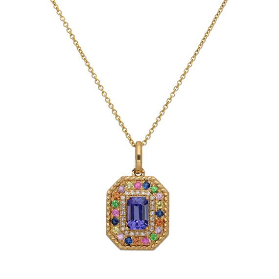 9k Gold Diamond & Multi Stone Necklace