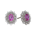9k White Gold Diamond And Pink Sapphire Earrings