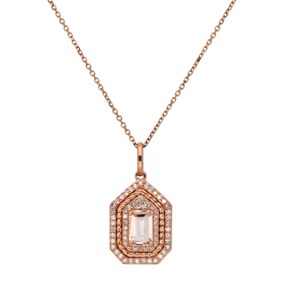 9k Rose Gold Diamond & Morganite Necklace