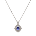 9k White Gold Diamond Tanzanite Necklace
