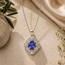 9k White Gold Diamond Tanzanite Necklace