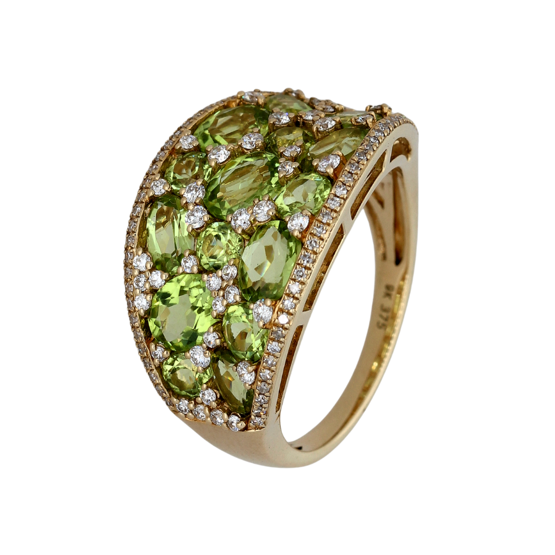 9k Gold Diamond & Peridot Ring