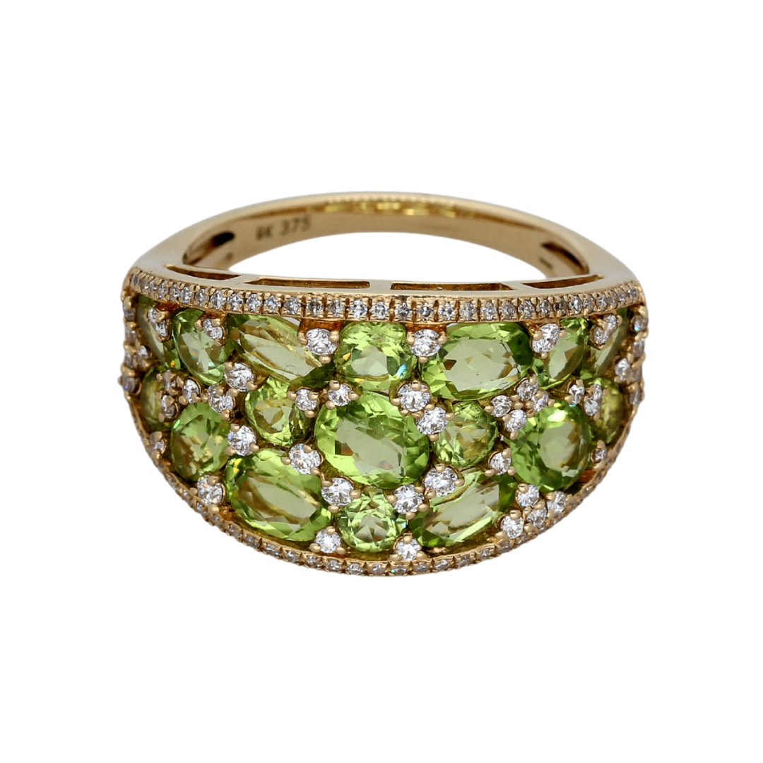 9k Gold Diamond & Peridot Ring